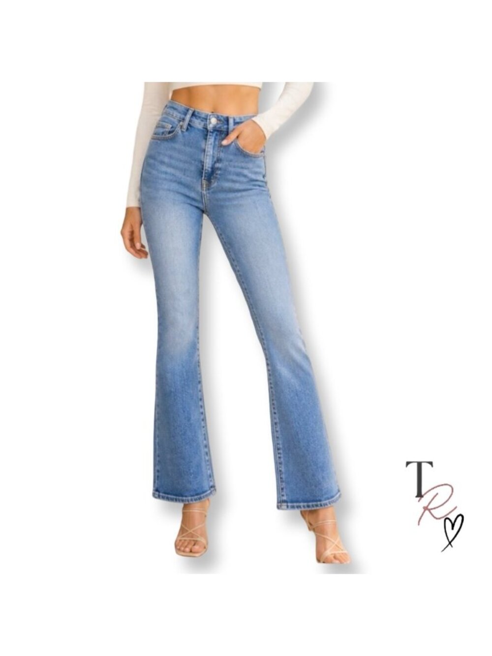 Lovers + Friends Ultra High Rise Slim Boot Cut Jeans Size 28 Skyline Blue Denim